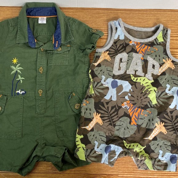 Baby Gap Safari Romper Set 6-12 mths - Picture 1 of 14